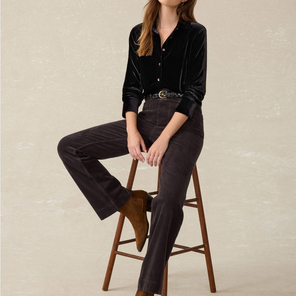 Faherty Luxe Black Velvet Top - Picture 3 of 7